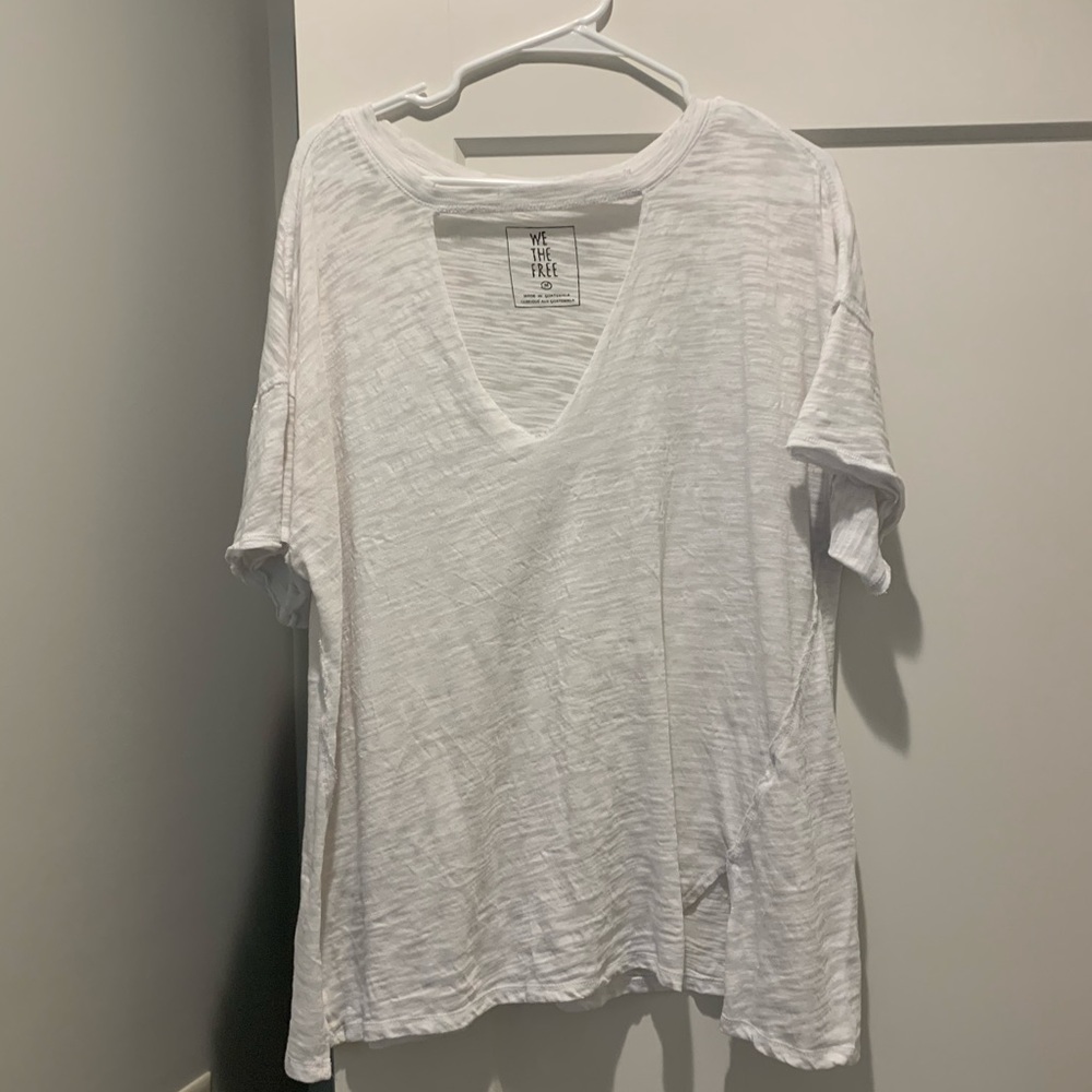 We the Free White Deep V Tee